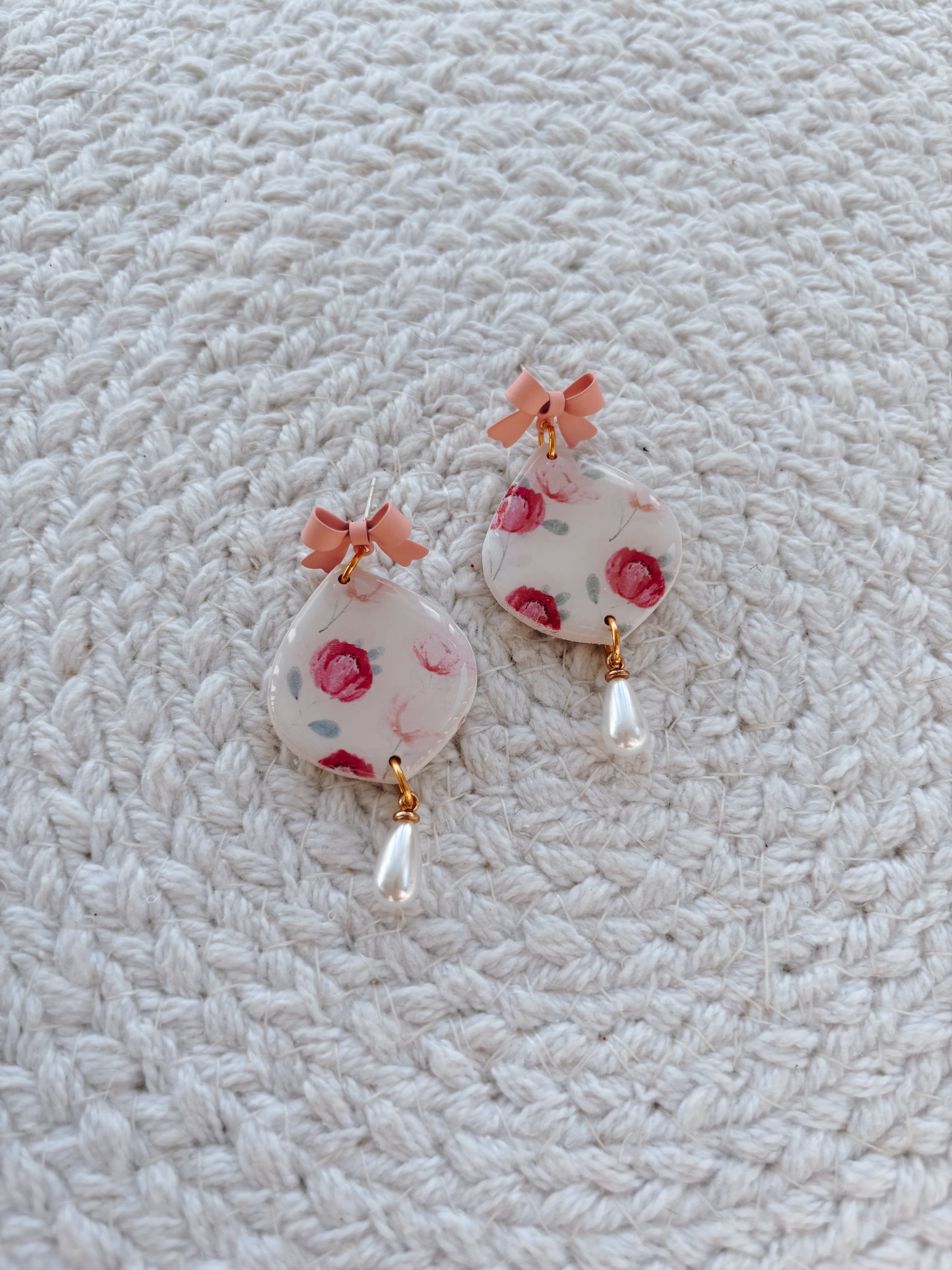 Pink Floral Dangles