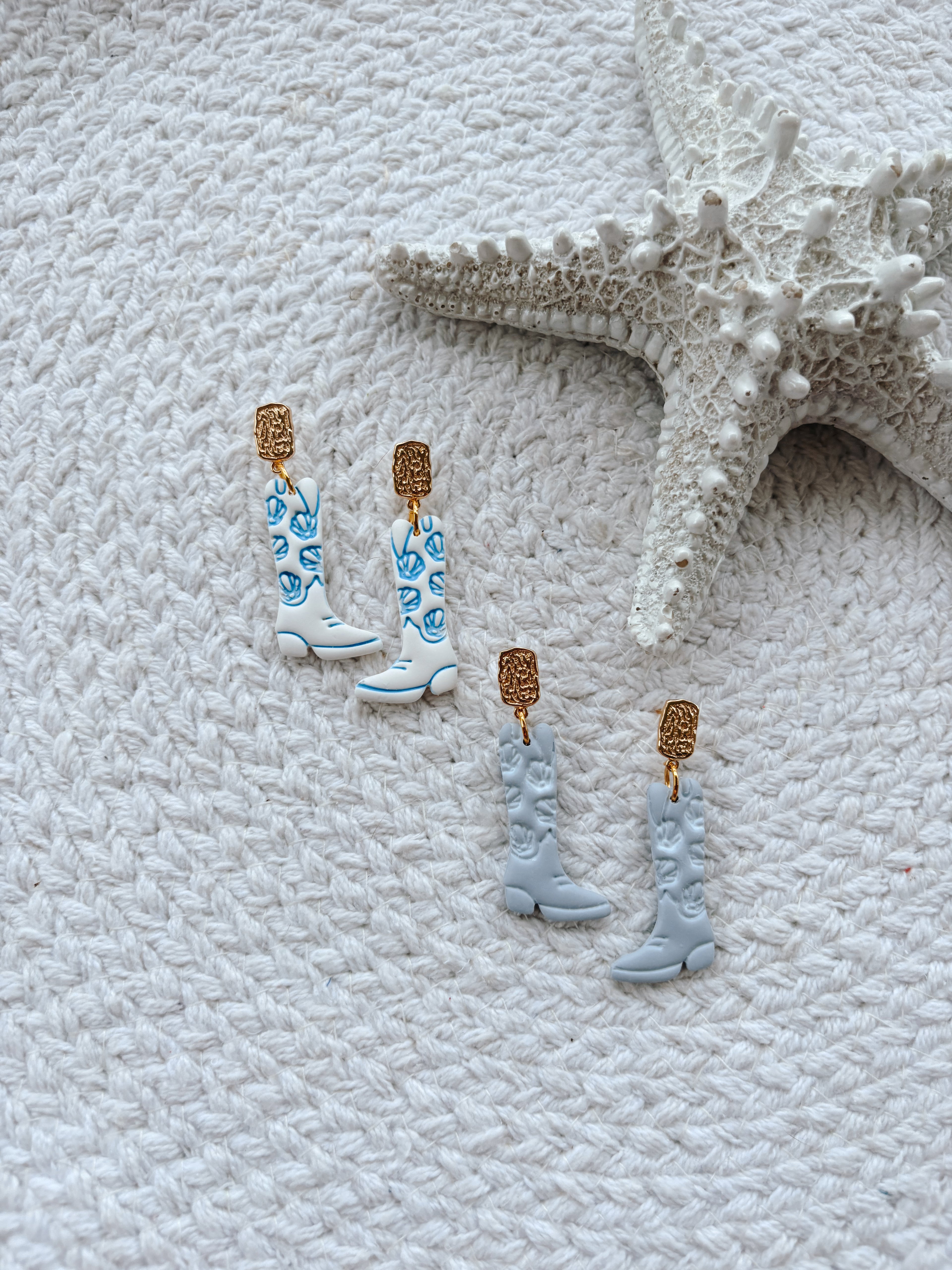 Seashell Imprinted Cowgirl Boots