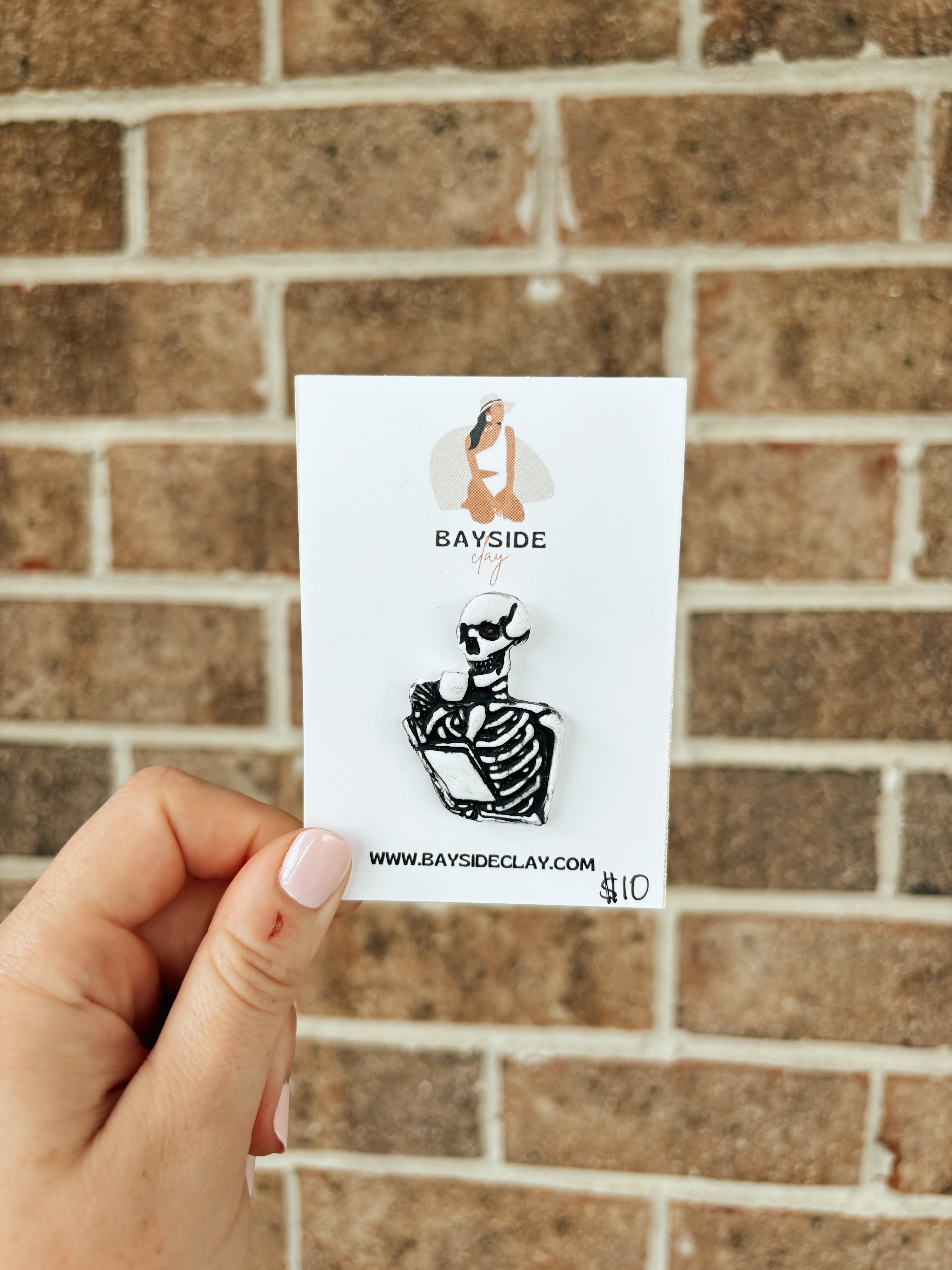 Reading Skeleton Pin