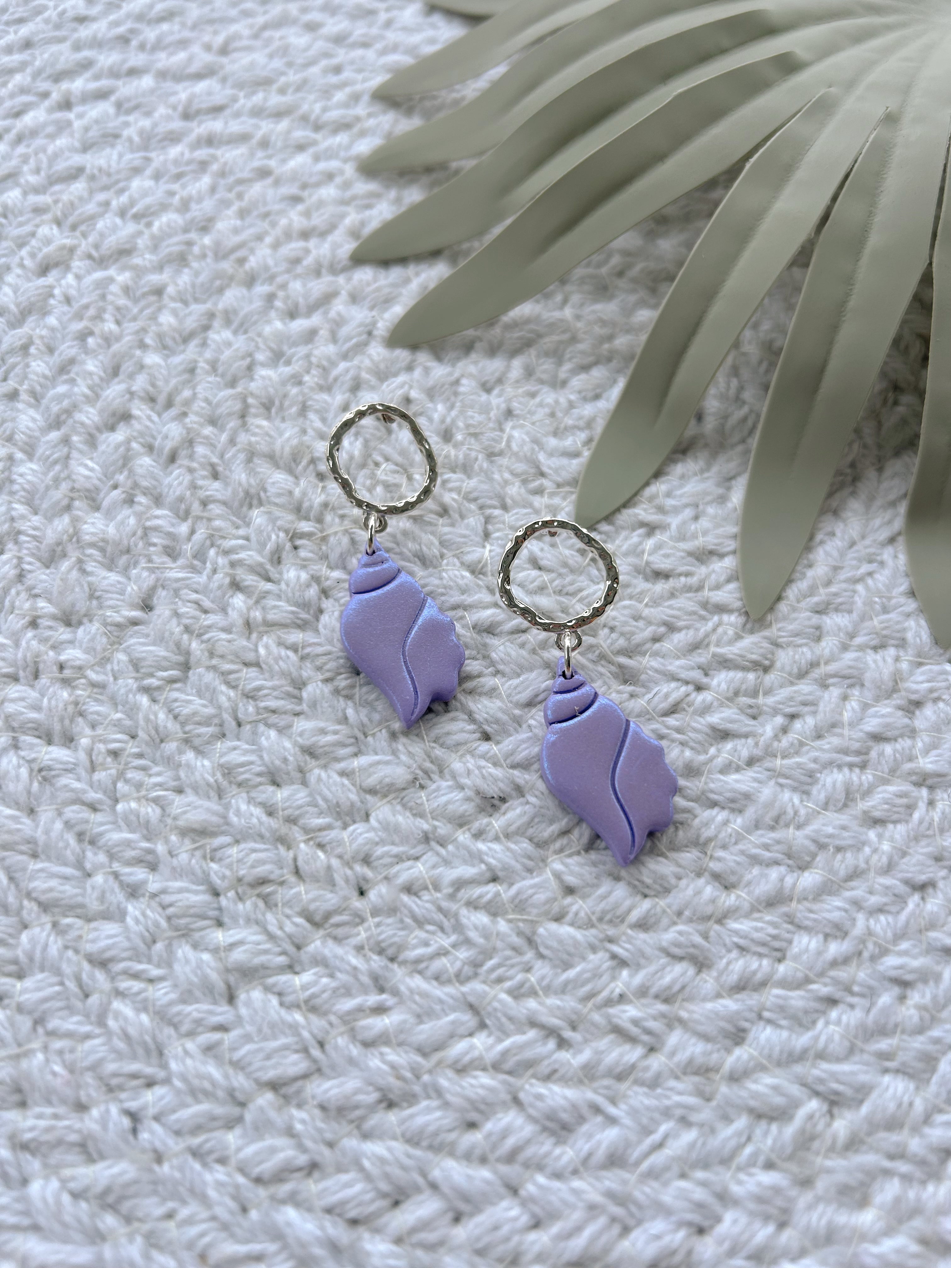 Iridescent Purple Conch Dangles