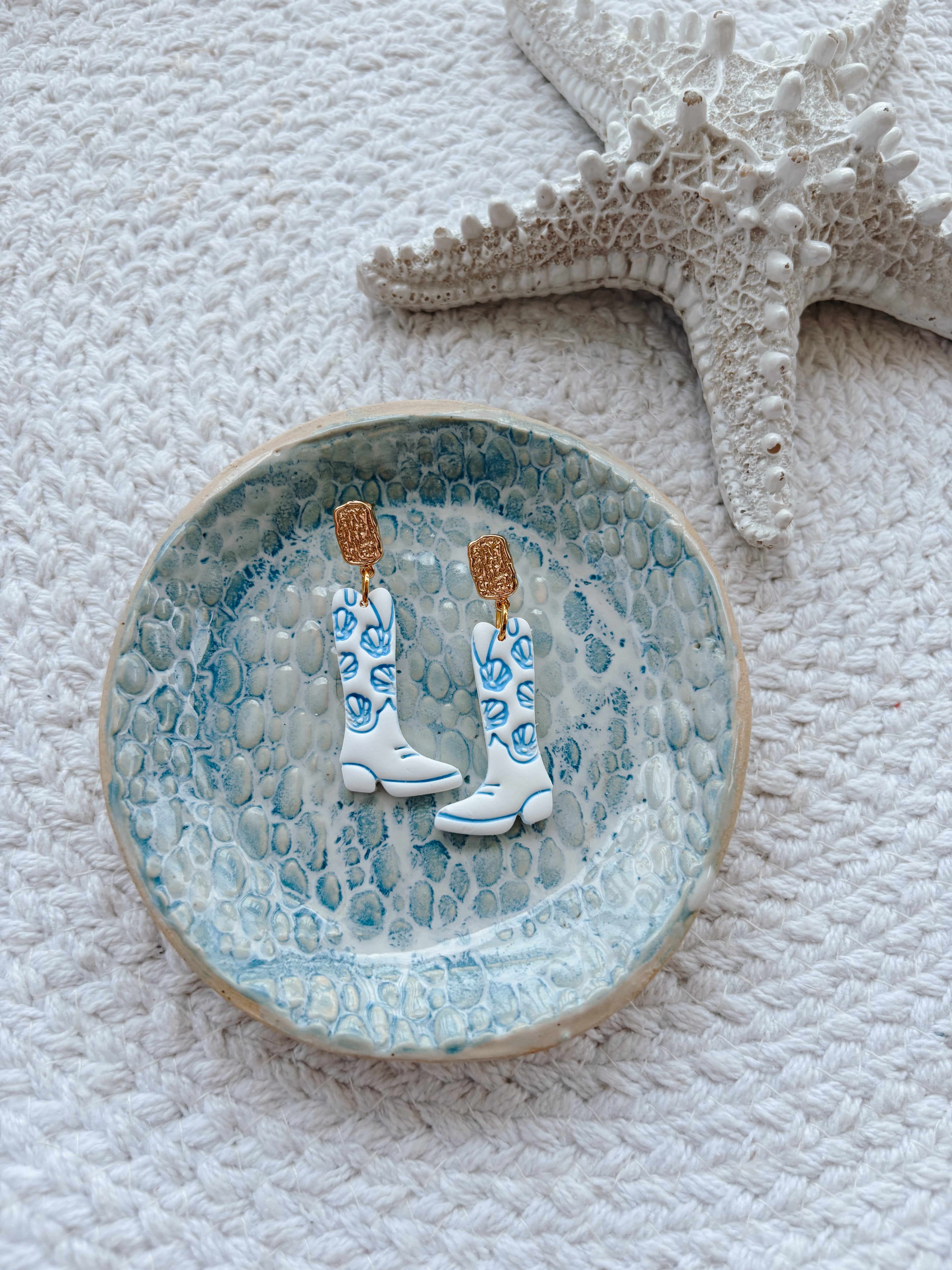 Seashell Imprinted Cowgirl Boots