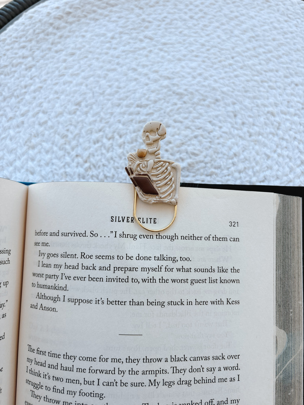 Reading Skeleton Paperclip Bookmark