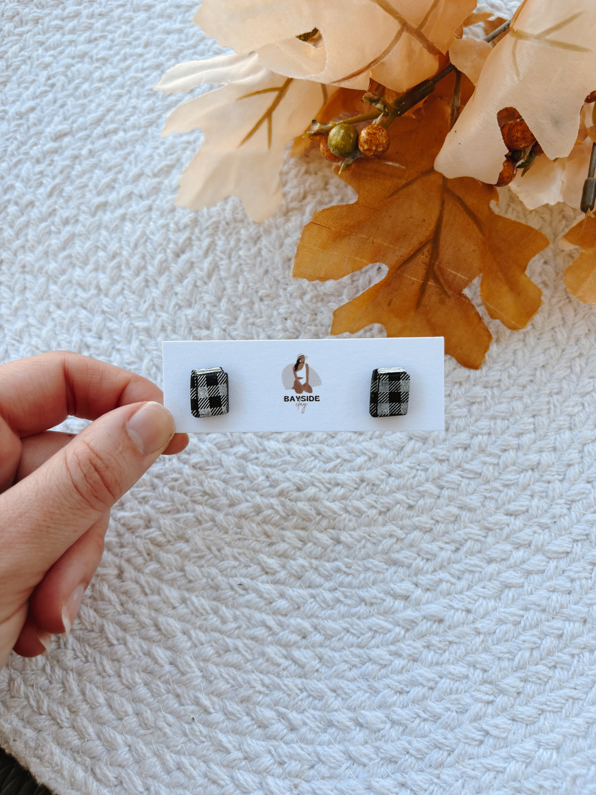 Black Gingham Book Studs