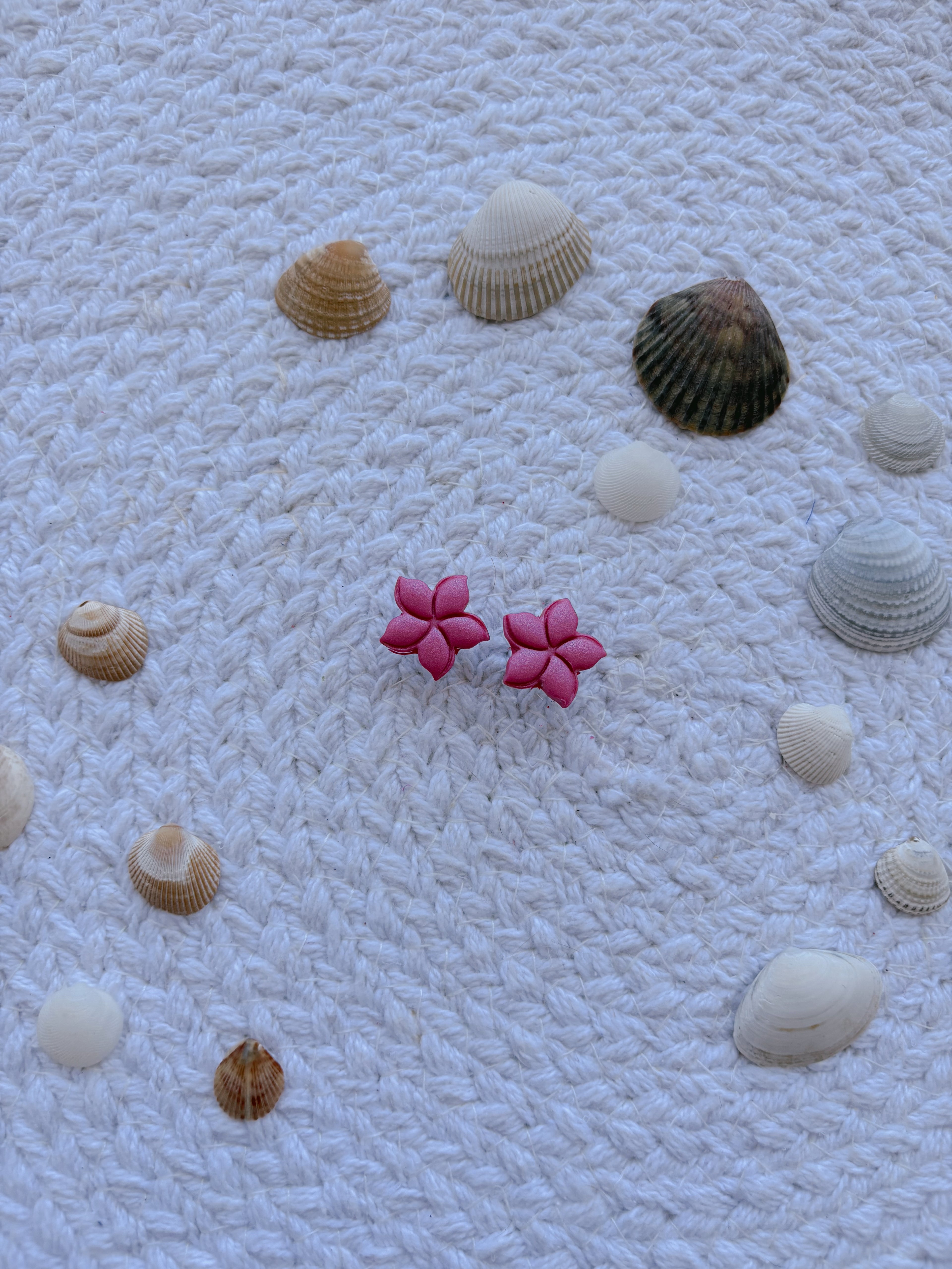 Plumeria Studs- Hot Pink