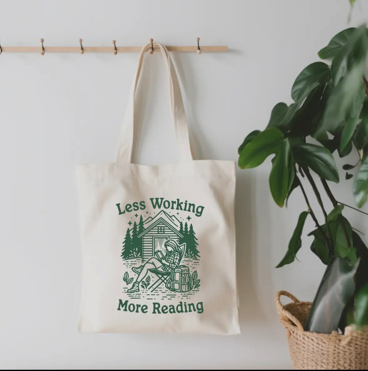 Less Working More Reading Tote Bag