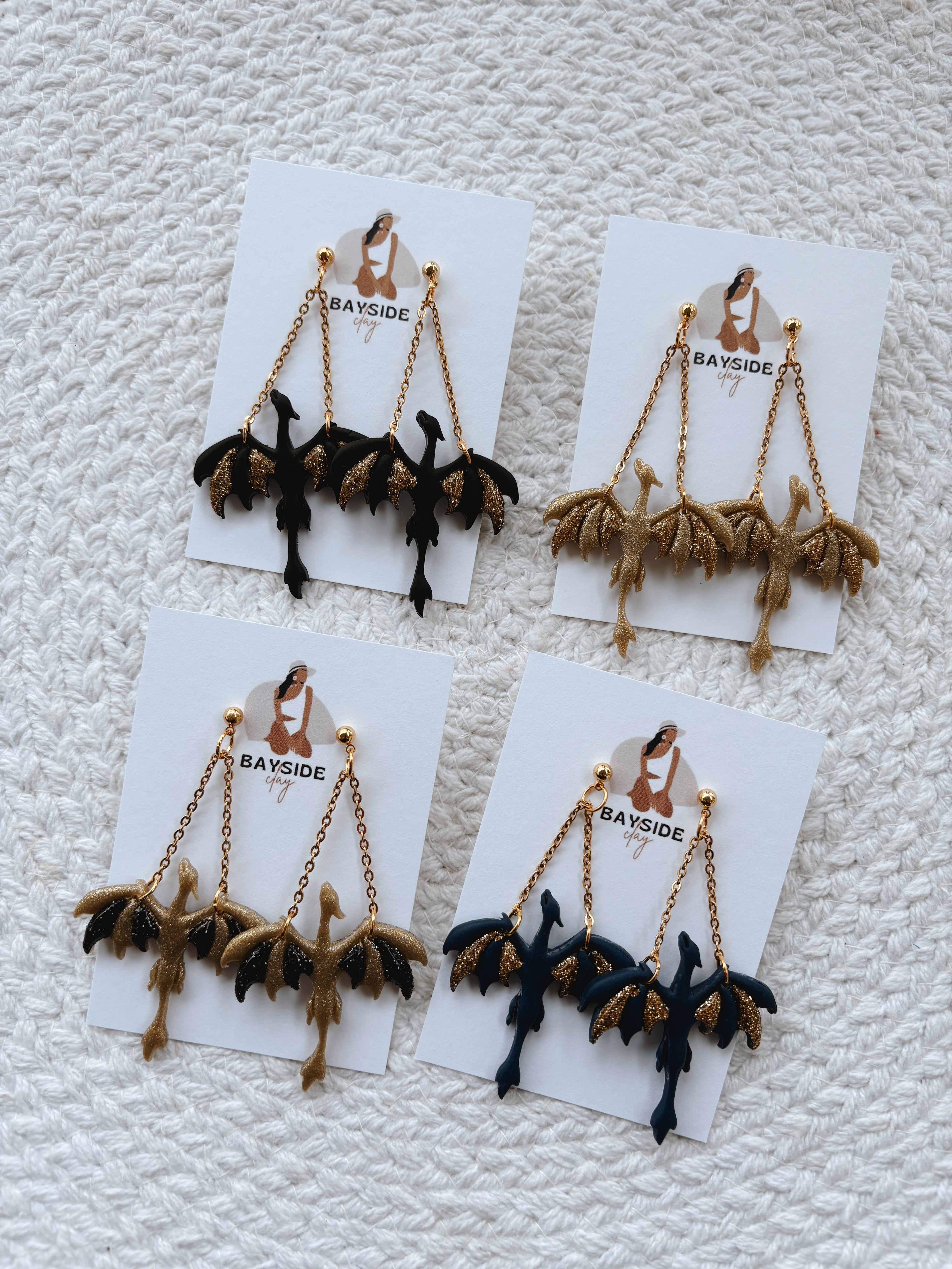 Glitter Dragon Drops- Gold Jewelry