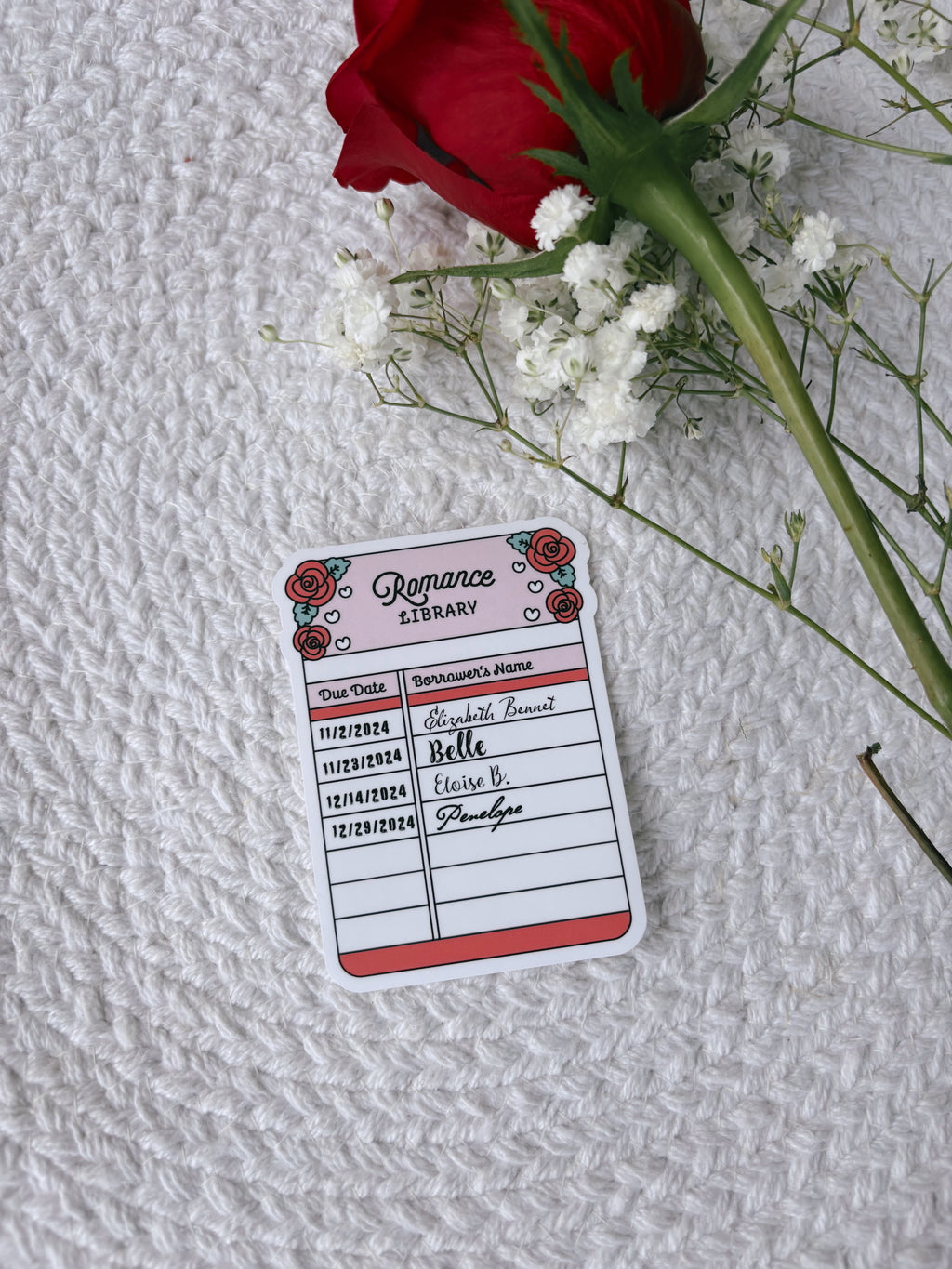 Romance Library Card Sticker
