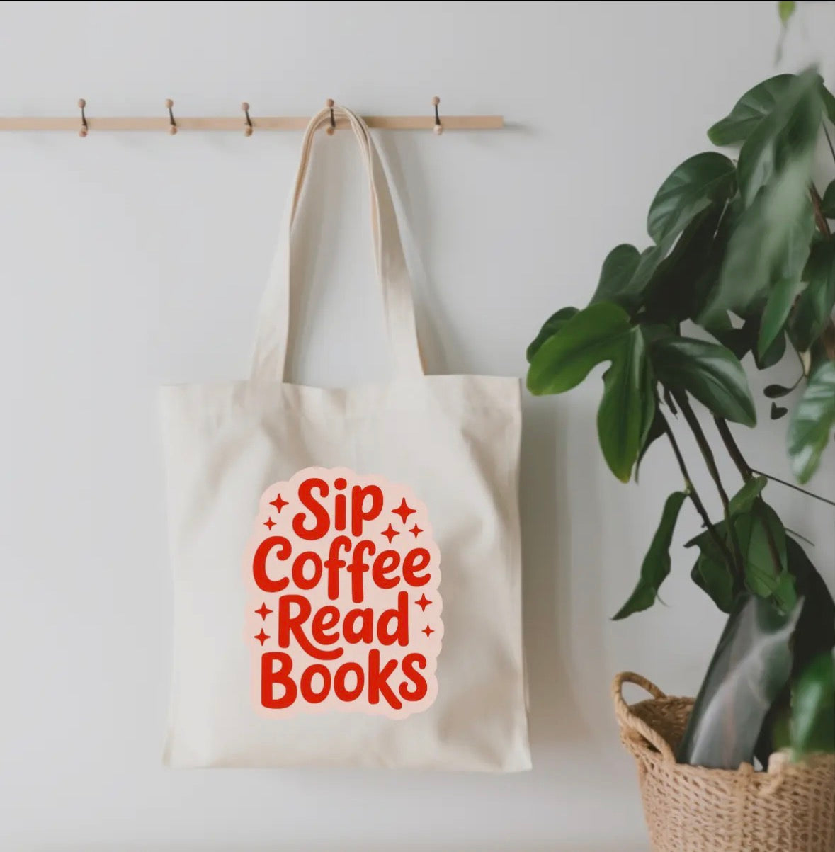 Sip Coffee Read Books Canvas Tote Bag