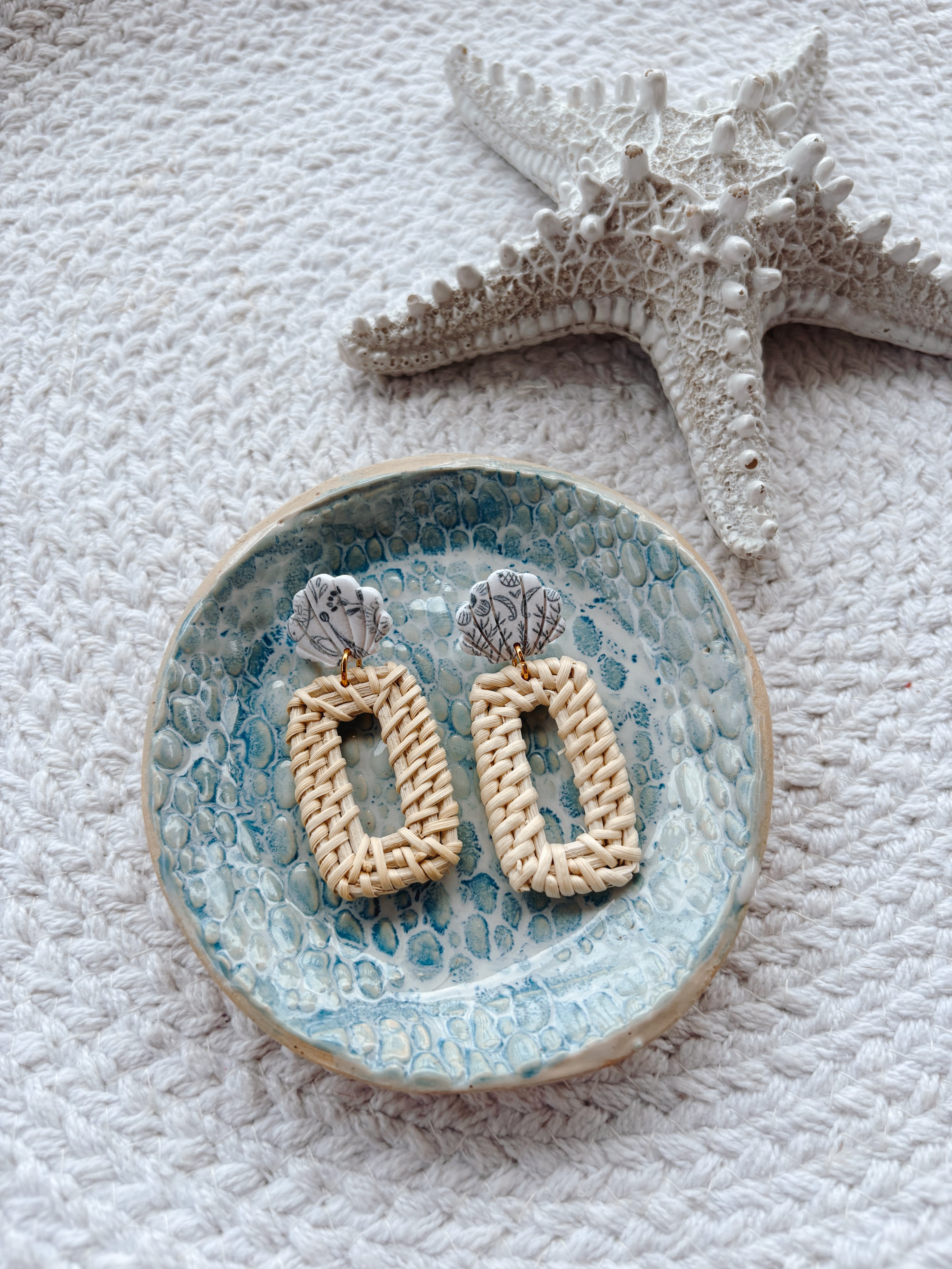 Rattan Shell Dangles
