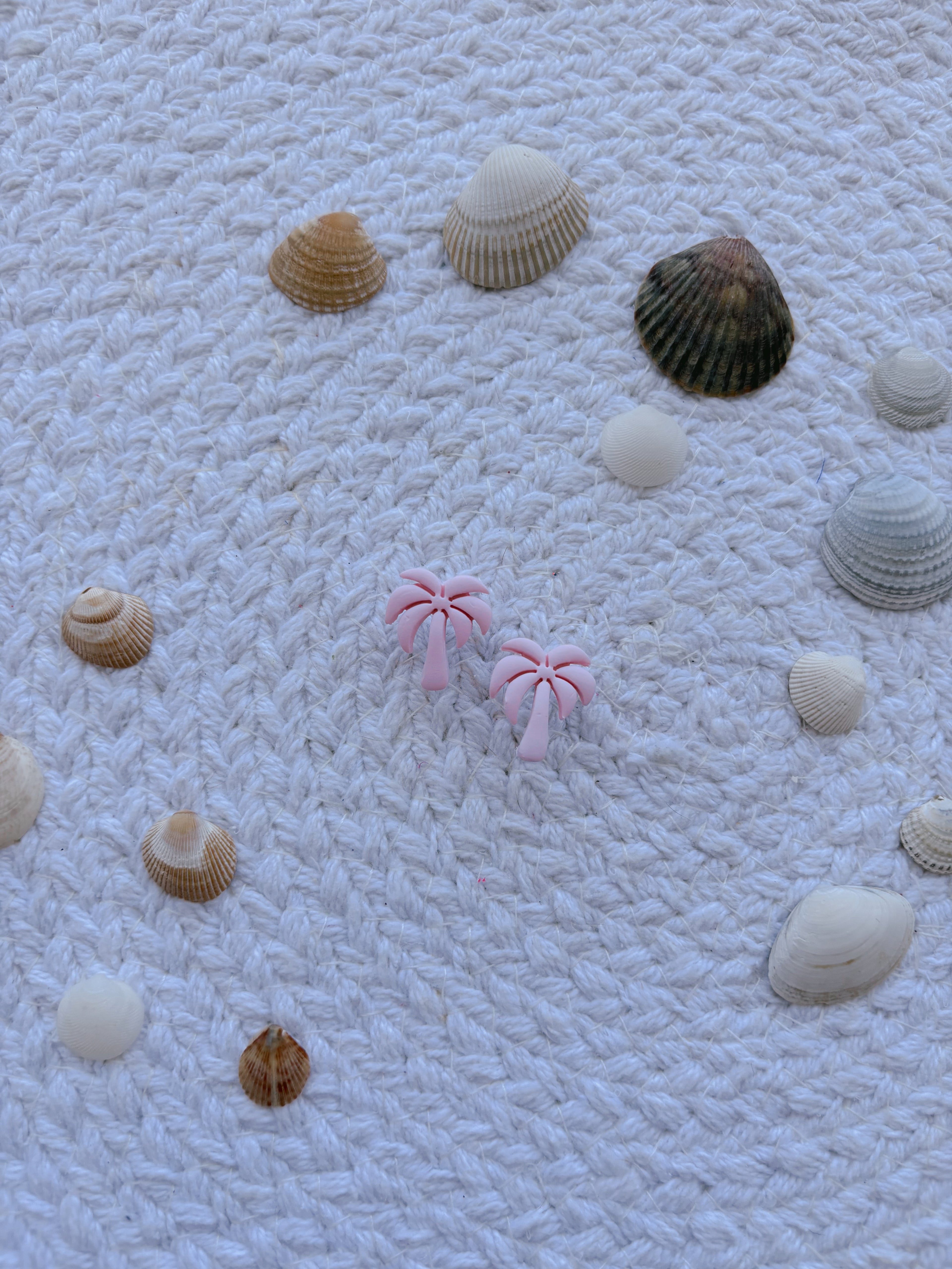 Pink Palm Tree Studs